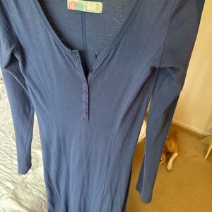 Blue Free People Miles of Henley Maxi Dress